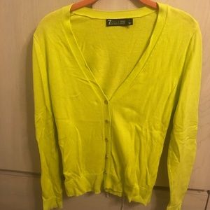 New New York & Company Apple Green Embellished Button V-Neck Cardigan